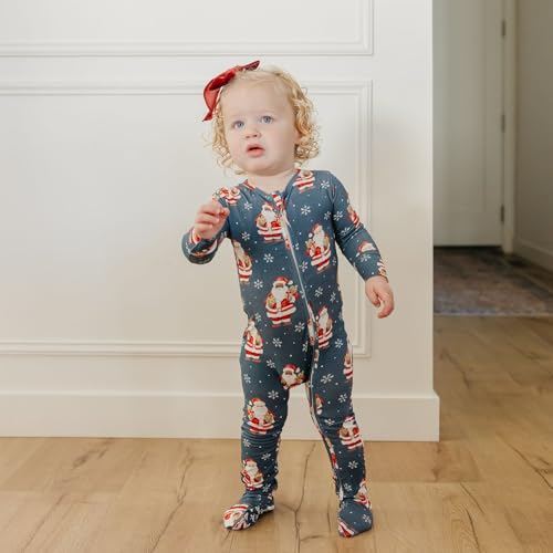 Image of Copper Pearl Zip-Up Footie Baby Pajamas - Soft Newborn Onesies for Boys & Girls, Tag-Free with Two-Way Zipper Baby Sleepers for Newborn - 24 Months, Santa Claus