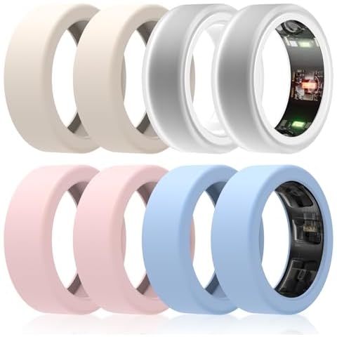 SZJCLTD 8 Pack Ring Cover for Oura Ring/Galaxy Ring, Anti-Scratch Elastic Silicone Oura Ring Cover/Samsung Galaxy Ring Cover for Working Out Gym Cover