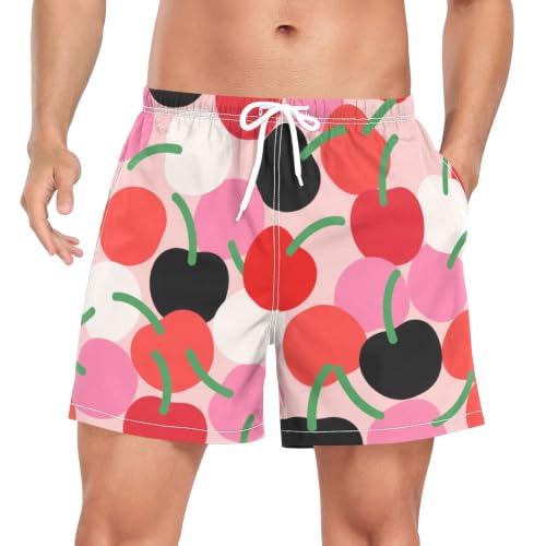 Traje de baño de secado rápido para hombre con dibujos animados rojo cereza