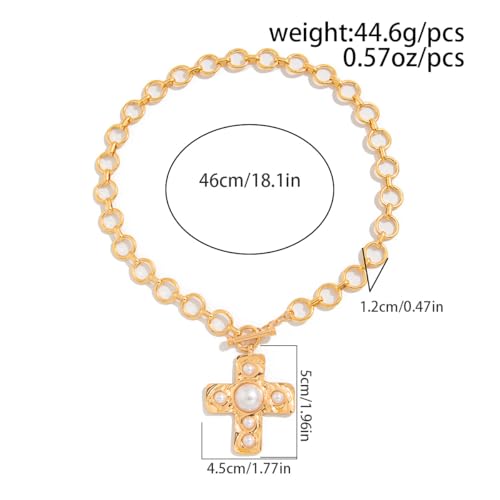 Chunky Necklace for Women Trendy Big Cross Necklace Large Cross Pendant Necklace Thick Bold Statement Necklaces for Women Chunky Jewlery3