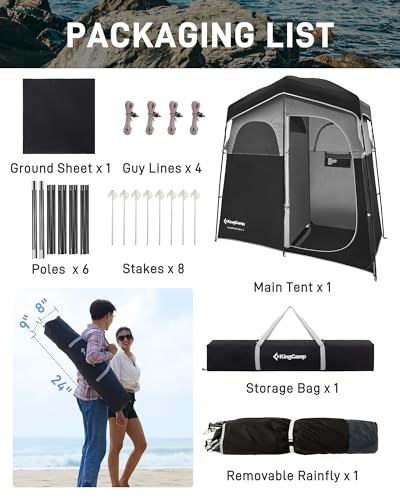 KingCamp Shower Tent Portable Privacy Tent with Shower Bag and Dressing Room - Image 8