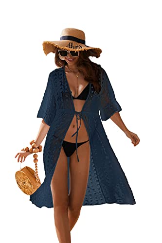 Elesol Women's Beach Coverup Chiffon Bathing Suit Coverups For Swimwear, Long Flowy Sheer Kimono Swimsuit Cover Ups With Drawstring #TOP11