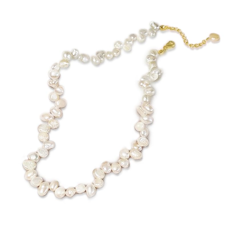 Women's Natural Freshwater Small Baroque Pearl Clavicle Necklace, Irregular Shaped Trendy Jewelry