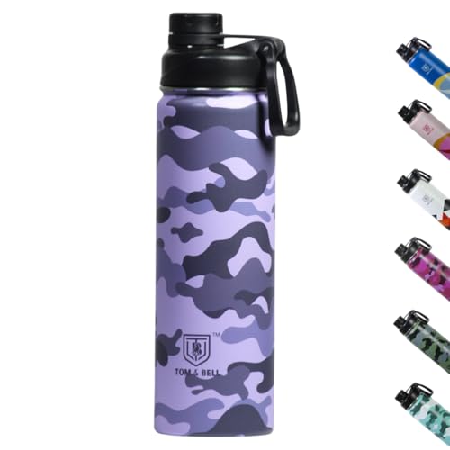 Image of TOM&BELL Water Bottle for Kids, Kids Water Bottle for School, 304 Stainless Steel hot and Cold Thermosteel Leakproof Water Bottle, Double wall Bottle Lavender 650 ml