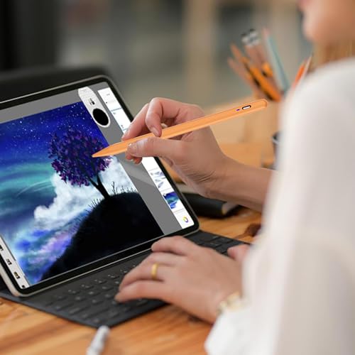 Image of Stylus Pen for Android Tablet,Tablet Pencil for iOS /Android,Rechargeable Active Stylus Pen for iPhone /Samsung /XiaoMi /Huawei /Vivo /Lenovo and Other Android Smartphones and Tablets-Orange