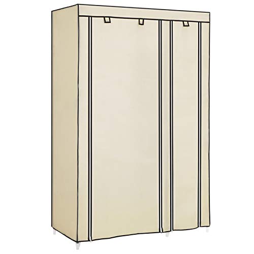 SONGMICS LSF007M Foldable Clothes Rail Storage Wardrobe in Non-Woven Fabric, 110 x 45 x 175 cm, Beige