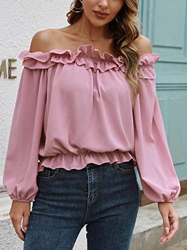 evnanic Womens Casual Off Shoulder Tops Long Sleeve Ruffle Flowy Chiffon Blouses Shirts 3 evnanic Womens Casual Off Shoulder Tops Long Sleeve Ruffle Flowy Chiffon Blouses Shirts