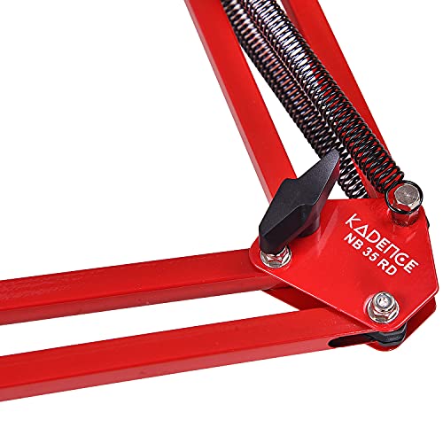 Image of Kadence NB35RD Home Series Mic Boom Arm Stand | Steel Frame & Smooth Angle Adjustment | Dual-Spring Suspension with 360 Rotation | Desk Clamp Mount for Recording, Streaming & Online Classes | Red