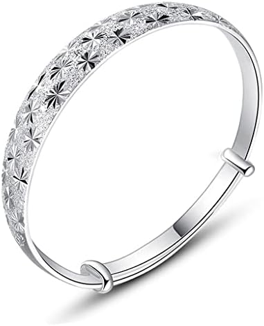 Sterling Silver Bangle Bracelets for Women, Handmade Bracelet for Women, Great Mother Gifts, Mothers Day Gifts (Silver-2)