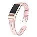 bayite Leather Bands Compatible Fitbit Charge 2, Replacement Genuine Wristband Straps Women, Pink with Rose Gold Connector Small