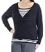 NY Collection Women's Long Sleeve Twist Front Sweater with Striped Inset