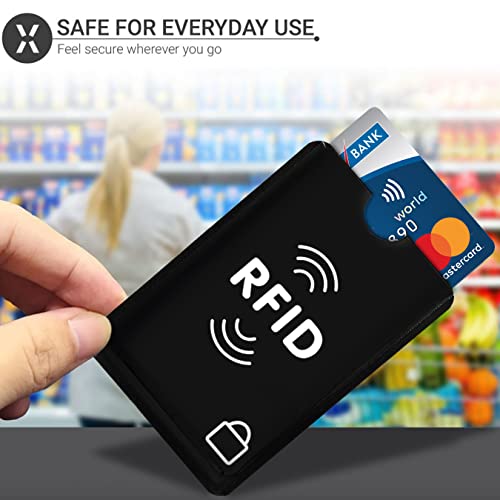 SaiTech IT Set of 10 RFID Blocking Sleeves Best way to Protect your Cards from Electronic Theft, Durable, Lightweight and Compact Design to fit in any Pocket or Purse (Black)3