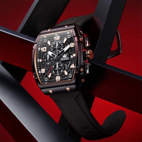Image of OLEVS Mens Watches Stylish Chronograph Waterproof Luminous Silicon Strap Multifunction Watches for Men Business Men Wrist Watch