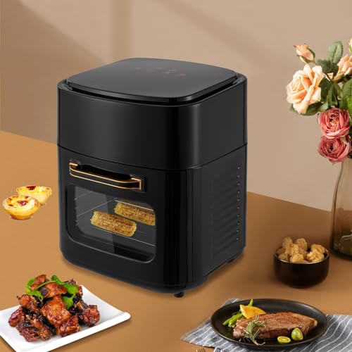 Heißluftfritteuse 15 Liter 1400W Airfryer Ohne Öl Heissluftfritteuse Luftfritteuse mit transparentes Fenster & Touchscreen, Fritteuse Heissluft Ohne Fett Air Fryer, Temperatur regelbar 80-200°C – Bild 3