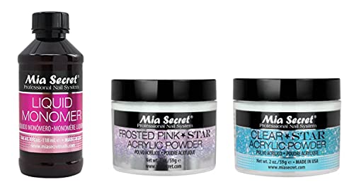 Mia Secret Monomer 4 oz + STAR (Clear/Frosted Pink) 2