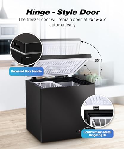 Small Deep Freezer 5.0 Cu.Ft Mini Chest Freezer with 2 Removable Baskets & 6 Level Adjustable Thermostat (Down to -18°F)& Front Defrost Water Drain, Mini Compact Freezer Suitable for Dorm/Home, Black - Thumbnail 5