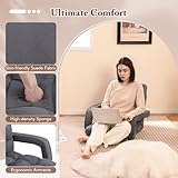 COSTWAY Floor Sofa Chair, 6-Position Adjustable Lazy Sofa Bed with Armrests, Metal Frame Single Padded Lounge Sleeper Recliner Floor Chair Seat for Meditation, Gaming and Reading (Grey) - Image 6