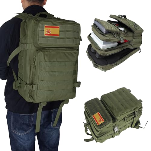 Miniatura 3 de Oreunik Mochila Militar 45l Impermeable Táctica Mochila Molle Mochilas Gran Paquete De Asalto Para Senderismo Al Aire Libre, Camping, Senderismo, Etc. Verde