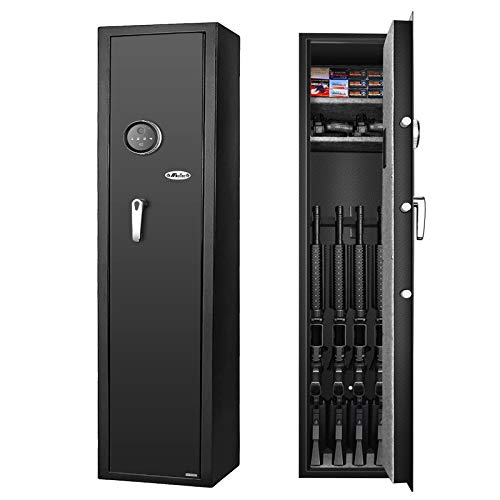 Biometric Gun Safe for Rifle, Upgraded Quick Access 4-Gun Large Rifle Gun Security Cabinet for Rifle Shotgun Firearms, with 2 Removable Storage Shelves