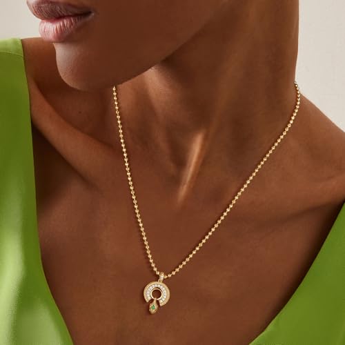 Fettero Dainty Gold Necklace for Women, 14K Gold Plated Pendant Necklace Cubic Zirconia Charm Necklaces for Women Jewelry Gift