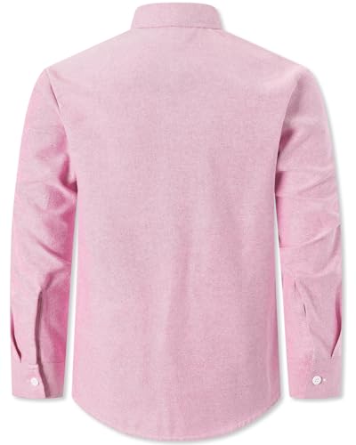 Cromoncent Boys&Mens Cotton Oxford Shirt Casual Dress Shirts Long Sleeve Button Down Shirts Regular-Fit2