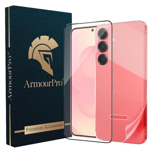 Image of ArmourPro Tempered Glass Screen Protector for Samsung Galaxy S25 Plus 5G (6.7 Inch) With Back Nano Membrane, Edge-to-Edge Protector Coverage With Easy Cleaning Kit | Black