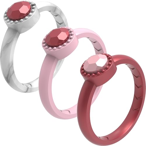 3/1 Packs Silicone Women's Rings - Gemstone Double Rings -Rubber Wedding Bands - Women's Diamond Bands - Main Image