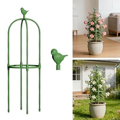 Garden Obelisk Trellis for Climbing Plants Outdoor, 2.5 FT Garden Trellis Plastic Coated Metal Plant Support for Indoor Outdoor, Tall Decorative Trellis for Roses, Flowers, Vines, Potted Plants