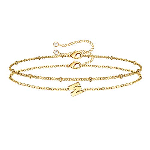 Dainty Gold Initial Bracelets for Women, Gold Bracelets Initial Bracelets for Women Teen Girls Jewelry Chain Bracelets for Girls Little Girls Jewelry Gifts Letter M