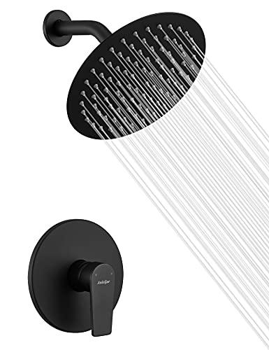 Exclusive Discount 90% Price Anleijur Black Shower Faucet, Shower Faucet Kit with valve, Black Shower System with Stainless Steel Metal Showerhead, 8 inches Matte Black Shower Fixtures adjustable