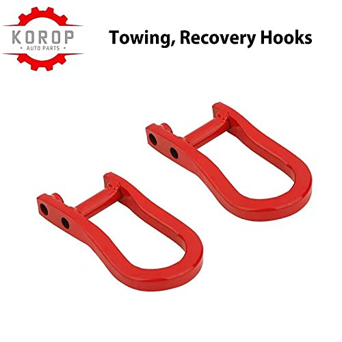 Korop Auto Parts 84192871 Tow Hooks (1 Pair) Fits 2007-2019 Gmc Sierra 1500, 2007-2019 Chevy Silverado 1500 Recovery Hook (Red) #TOP4