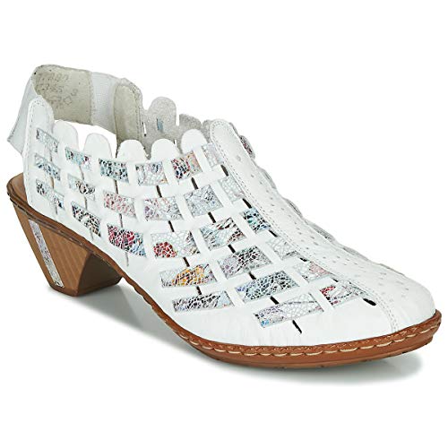 Image of Rieker 46778 Sina Women's Heels - Sling-Backs, Leather Upper, Hand-Woven Design, Anti-Stress Comfort, Flexible Sole, Secure Fit, and Timeless Everyday Style