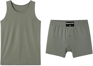 طقم مكون من فانلة وبوكسر من قطن 100% للرجال طراز R-1024501-3 من رويال تيكس