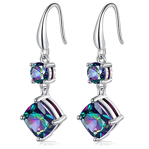 Dangle Earrings for Women|18K White Gold Plated|CZ Drop Fishook Earings Fashion Jewelry Gift