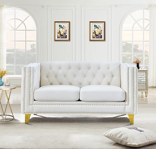 58-Inch Velvet Loveseat Sofa, Comfy Couch for Living Room, Modern