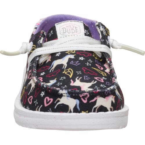 Image of HEYDUDE Girl's Youth Wendy Garden Floral Slip On Shoe | Skyway Blue /Multi | Lightweight Loafer with Elastic Laces