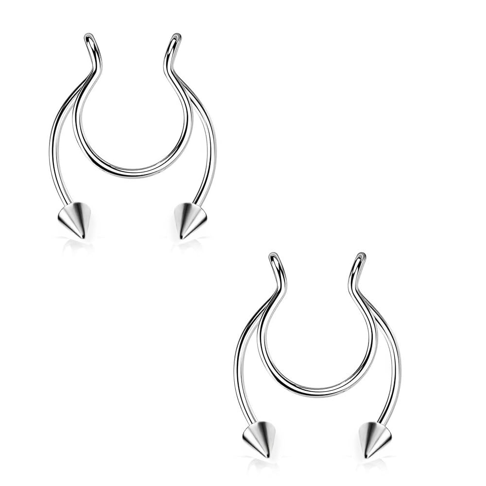 Via Mazzini Stainless Steel Fake Septum Nose Hoop Rings Faux False Nose Ring Non Piercing Clip On Nose Hoop Rings Body Piercing Jewelry (NR0309) 2 Pcs Only (B0CTFB2C3P) Amazon Price History, Amazon Price Tracker