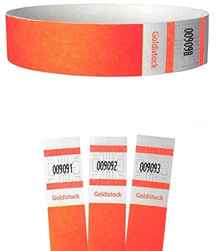 Goldistock Event Wristbands Select Series Day-Glow Neon Orange 500 Count | ¾” Arm Bands | Paper-Like Party Armbands | Wrist Bands