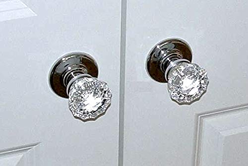 Two Sets Crystal Glass French Door Knob Sets 1919-Pc8X2 - All Hardware To Install Knobs On Both Sides Of Two French Doors (Polished Chrome) #TOP6