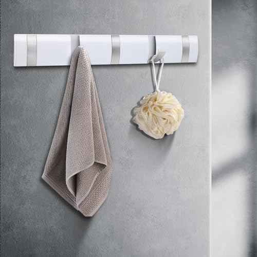 Miniatura 8 de Kssvzz Perchero Pared Con 5 Ganchos Extraíbles, Colgador De Pared Moderno, Percha Pared De Aluminio, Gancho Adhesivo Pared Para Colgar Ropa Bufanda, Blanco