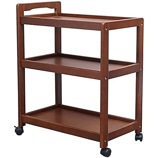 3-Tier Rolling Bar Cart Teak Finish