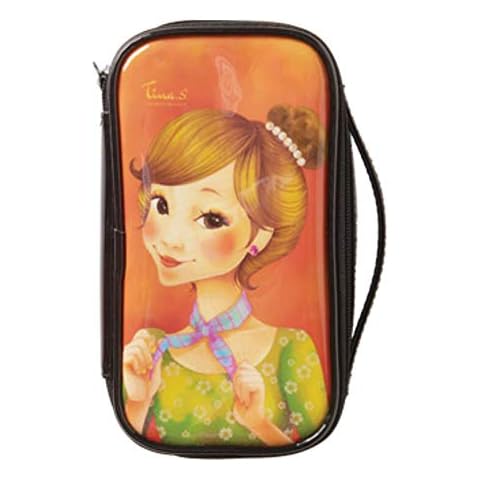 FASCY Korean Beauty Handle Pouch Water-Resistant Travel On The Go Zipper Womens Girls Nylon Carrying Case for Cosmetics, Makeup, Toiletry, Accessories Container, Scarf Tina Cover