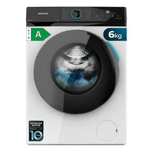 Cecotec Lave-linge à Chargement Frontal 6 kg Bolero DressCode 6160 Inverter, 1200 tr/min, 11 Programmes, Basse Consommation, Moteur Inverter Plus, Vapeur Maximale, Drum Clean, Programme Rapide 15'