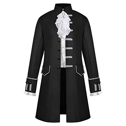 VERNASSA Botón de los Hombres Moda Steampunk Chaqueta de Abrigo Vintage Chaqueta de Uniforme gótico, Chaqueta Medieval Victoriana Abrigos de Traje de Pirata