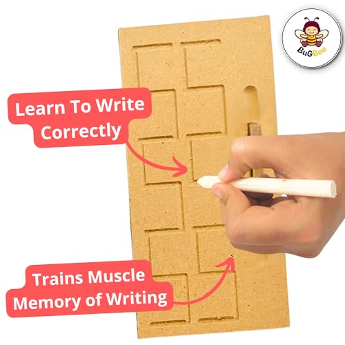 Image of BuGBee Educational Tracing Wooden Board for Kids | Counting Learning Puzzle for Children | Writing Slate for Toddlers | Montessori Toy for 2+ 3+ Years | Handwriting Practice Prewriting Board Set of 8