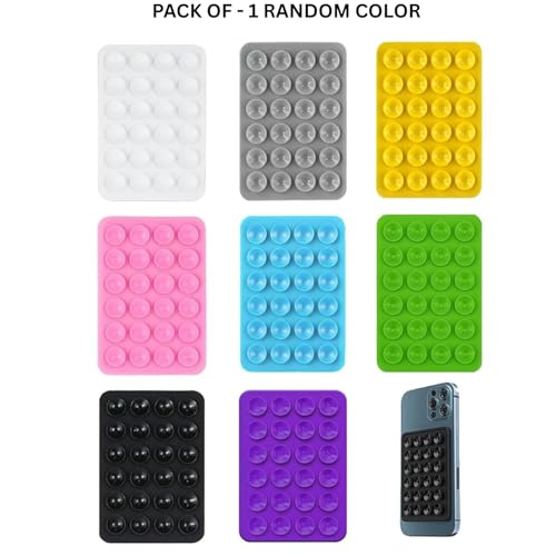 Image of Suction Phone Case, Phone Suction Sticker, Silicone Suction Phone Case for Hands-Free Mobile Accessory Holder Grip, Video Phone Accessory Compatible Mirror, Shower (Pack of-1) Multicolor