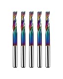 5Pcs 1/8in Solid Carbide 1Flute End Mill,DLC(Ta-C) Coated, Single Flute Bits Tool for Soft Material Such As...