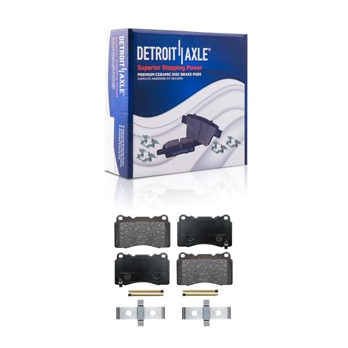 Image of Detroit Axle - Front Brake Kit for 2015-2019 Cadillac ATS 12.64 inch inch Drilled and Slotted Disc Brake Rotors Ceramic Brakes Pads with Hardware 2016 2017 2018 Replacement