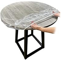 Odoukey Mantel Ajustado de Vinilo, Tela de Mesa elástica Transparente Redonda, Protector de Mesa Impermeable para Mesa Redonda (90-110 cm)