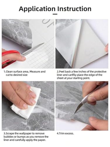 Image of TEKCOOL Marble Waterproof Oil Proof Wall Paper Furniture Kitchen, Cabinets, Almirah,Tabletop,Plastic Table, WoodenTable,Wardrobe,PVCDIY Self Adhesive Sticker(60x200cm) (New Desing White Brown-4pc);